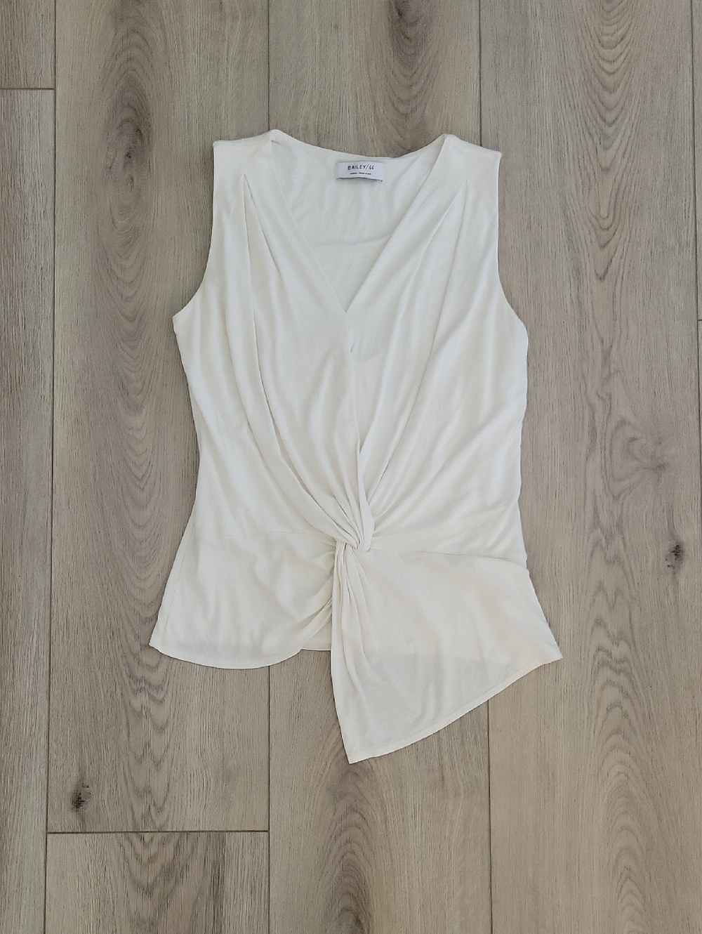 Bailey 44 Cream Knot-Front Sleeveless V-Neck Top
